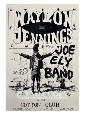Waylon Jennings Vintage Poster 11 X 17 - Live 1975 - Joe Ely Band - Art Print